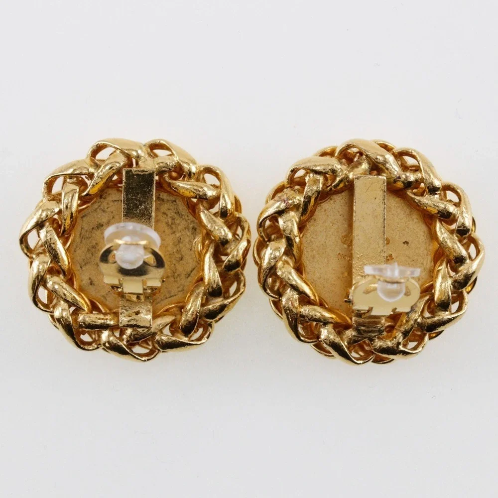 CHANEL Vintage Gold Logo Earrings
